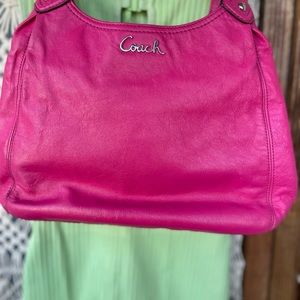 Genuine leather pink coach purse